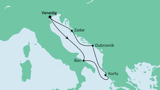 Routenverlauf für Griechenland ab Korfu mit AIDAblu am 30.05.21 Routenverlauf für Griechenland ab Korfu mit AIDAblu am 30.05.21