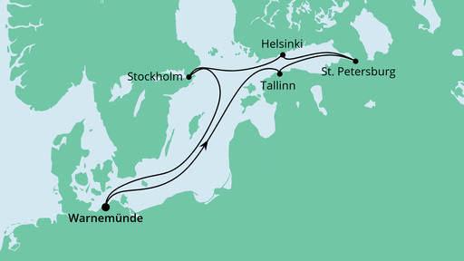 Routenverlauf für Ostsee ab Warnemünde 1 mit AIDAdiva am 16.09.23 Routenverlauf für Ostsee ab Warnemünde 1 mit AIDAdiva am 16.09.23