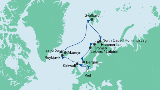 Routenverlauf für Highlights am Polarkreis mit AIDAluna am 02.06.20 Routenverlauf für Highlights am Polarkreis mit AIDAluna am 02.06.20