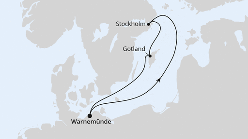 Routenverlauf für Kurzreise nach Stockholm & Gotland mit AIDAmar am 22.04.24 Routenverlauf für Kurzreise nach Stockholm & Gotland mit AIDAmar am 22.04.24