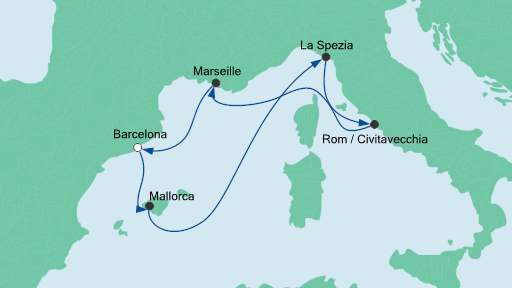 Routenverlauf für BCN07037 mit AIDAnova am 17.07.20 Routenverlauf für BCN07037 mit AIDAnova am 17.07.20