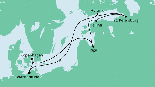 Routenverlauf für Städte der Ostsee mit AIDAvita am 14.07.22 Routenverlauf für Städte der Ostsee mit AIDAvita am 14.07.22